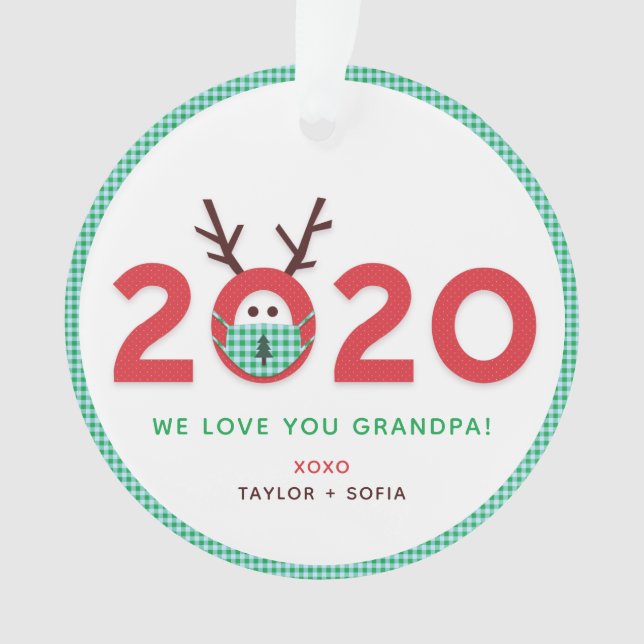 Love Grandpa 2020 Custom Photo Acrylic Ornament (Front)
