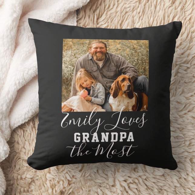 LOVE GRANDPA THE MOST Custom Father's Day Throw Pillow (Creator Uploaded)
