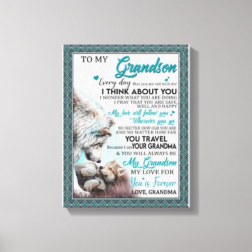 Love Grandson  Letter To My Grandson From Grandma Canvas Print