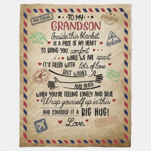 Love Grandson  Letter To My Grandson From Grandma Fleece Blanket