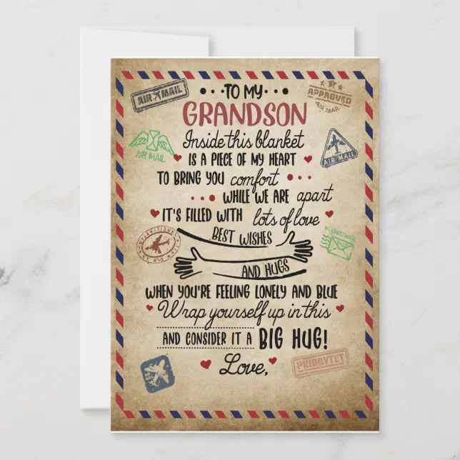 Love Grandson | Letter To My Grandson From Grandma Invitation | Zazzle