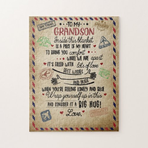 Love Grandson  Letter To My Grandson From Grandma Jigsaw Puzzle