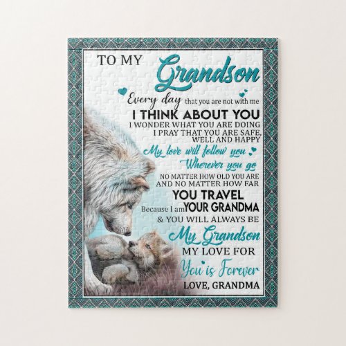 Love Grandson  Letter To My Grandson From Grandma Jigsaw Puzzle