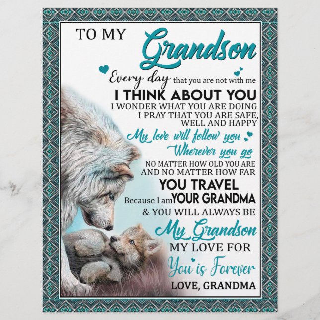 Love Grandson | Letter To My Grandson From Grandma Letterhead (Front)