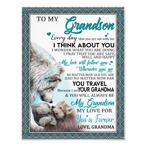 Love Grandson  Letter To My Grandson From Grandma Photo Print