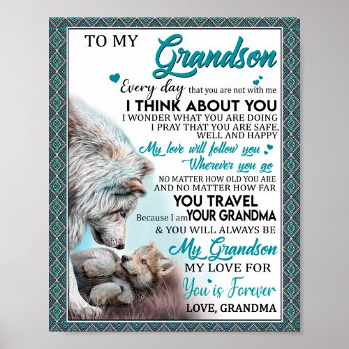 Love Grandson  Letter To My Grandson From Grandma Poster
