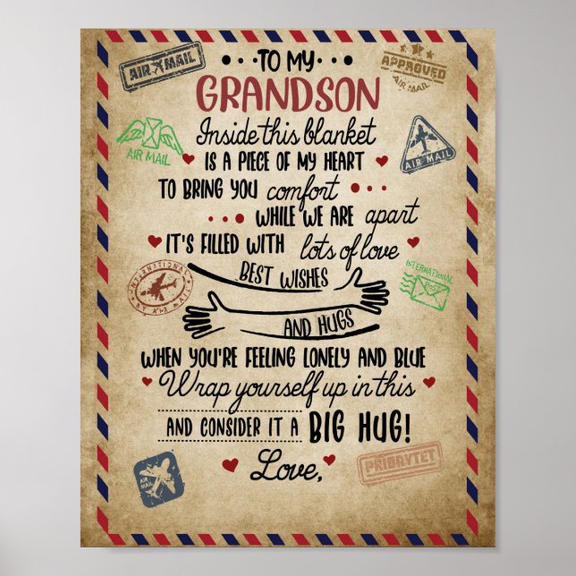 Love Grandson | Letter To My Grandson From Grandma Poster (Front)
