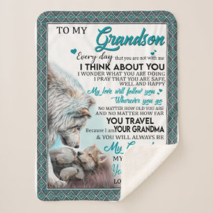 Love Grandson   Letter To My Grandson From Grandma Sherpa Blanket