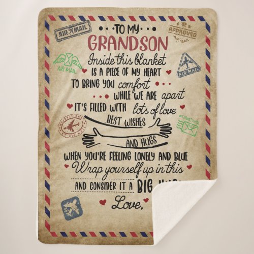 Love Grandson  Letter To My Grandson From Grandma Sherpa Blanket