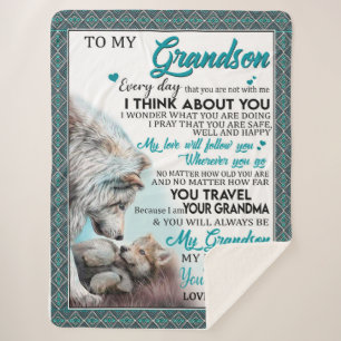Love Grandson   Letter To My Grandson From Grandma Sherpa Blanket