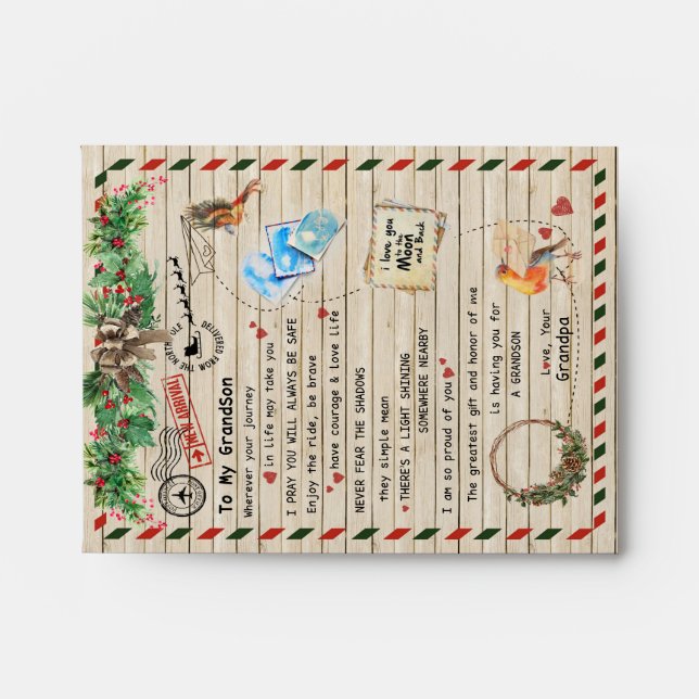 Love Grandson|Letter To My Grandson I Proud Of You Envelope (Front)