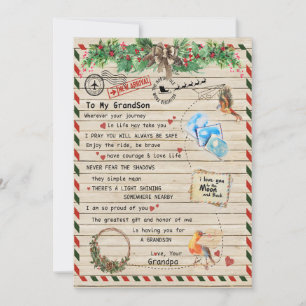 Love Grandson Letter To My Grandson I Proud Of You Holiday Card