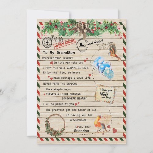 Love GrandsonLetter To My Grandson I Proud Of You Holiday Card