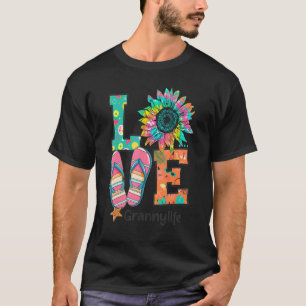 Love Granny Life Flip Flops Hippie Sunflower Summe T-Shirt