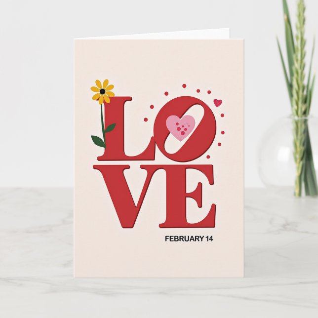 Love Graphic Floral Card (Front)
