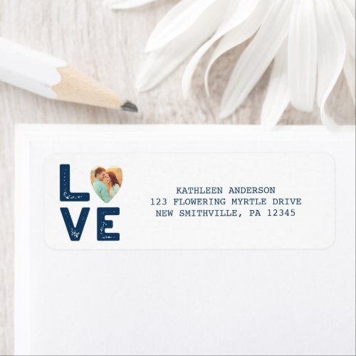 LOVE Graphic Heart Photo Return Address Label