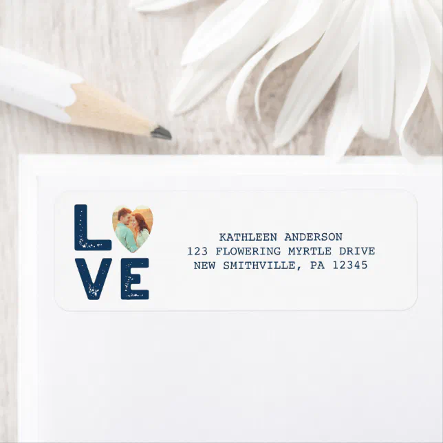 Address Labels Heart LOVE Graphic Heart Photo Return Address Label | Zazzle