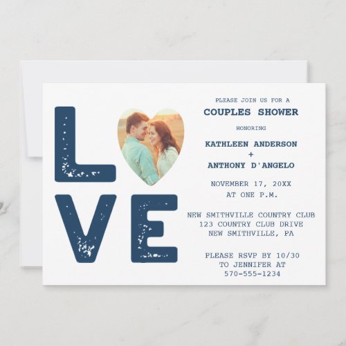 LOVE Graphic Minimalist Photo Couples Shower Invitation