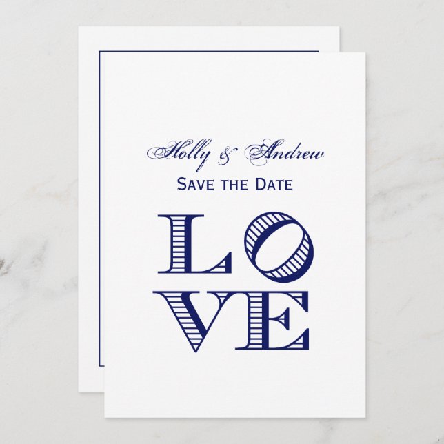 LOVE Graphic Text - Blue Invitation (Front/Back)