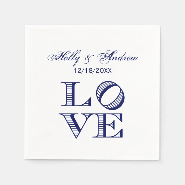 LOVE Graphic Text - Blue Napkins (Front)