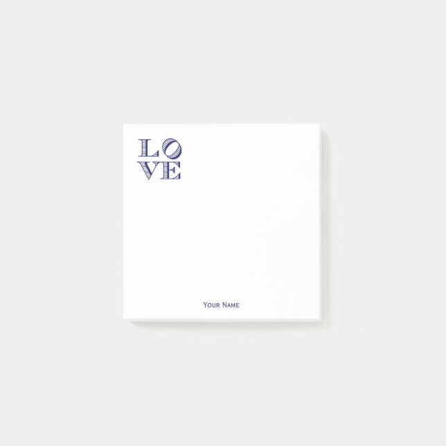 LOVE Graphic Text - Blue Post-it Notes (Front)