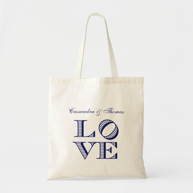 LOVE Graphic Text - Blue Tote Bag (Front)