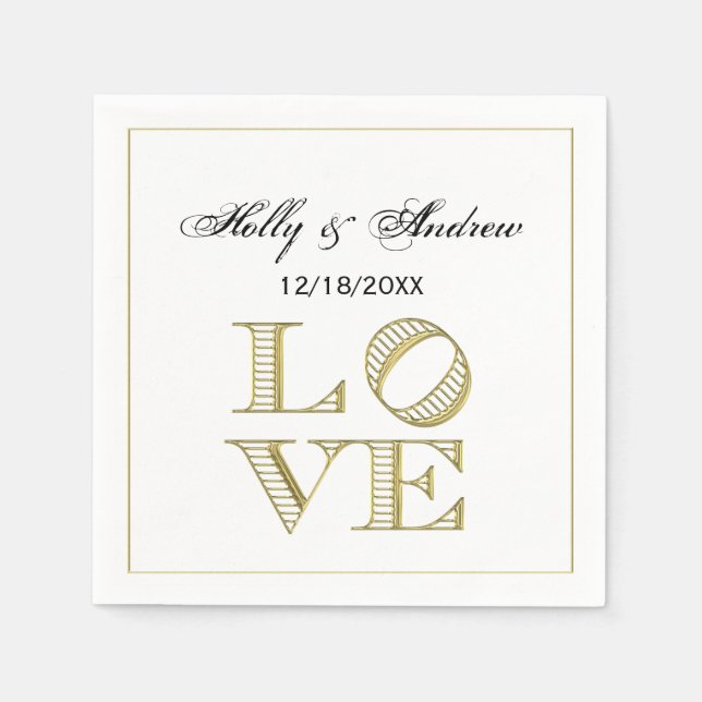 LOVE Graphic Text - Faux Gold Napkins (Front)