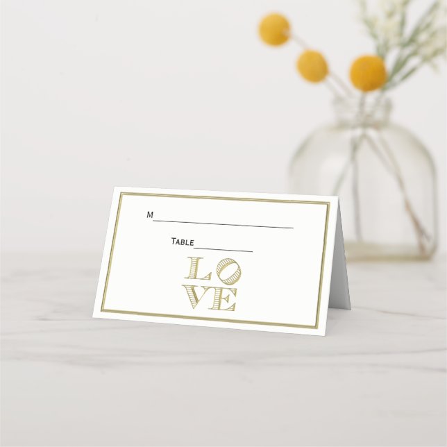 LOVE Graphic Text - Faux Gold Place Card (Back)