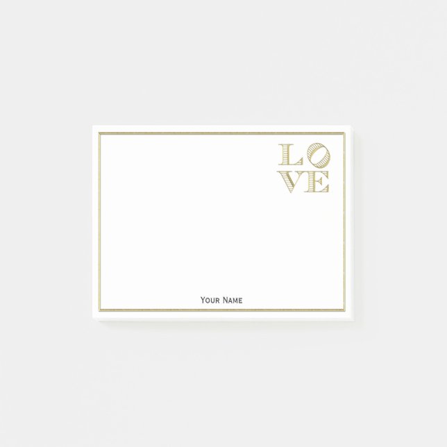 LOVE Graphic Text - Faux Gold Post-it Notes (Front)