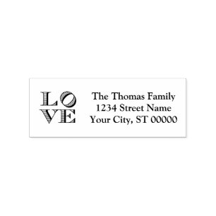LOVE Graphic Text Name Return Address  Rubber Stamp