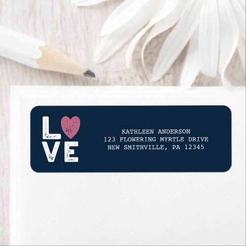 LOVE Graphic Typewriter Font Return Address Label