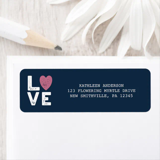 LOVE Graphic Typewriter Font Return Address Label Zazzle