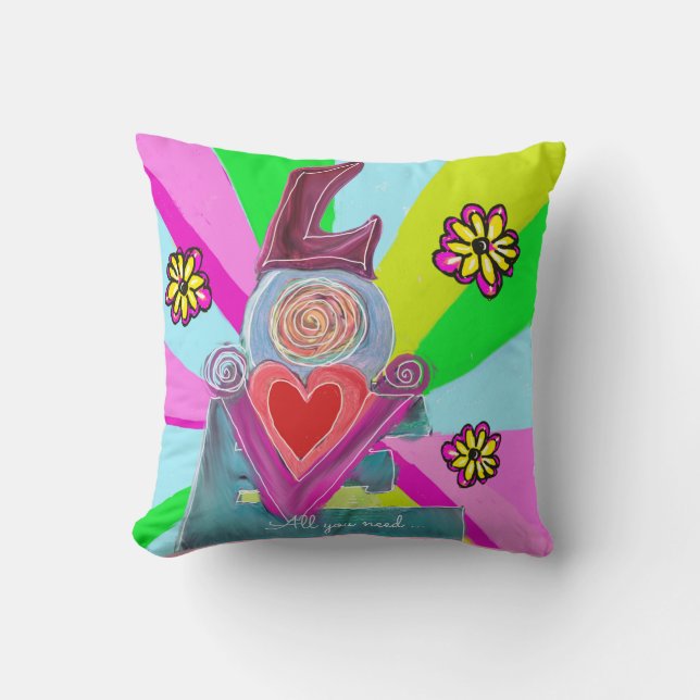 Love Graphic Typography Print Throw Pillow (Front)