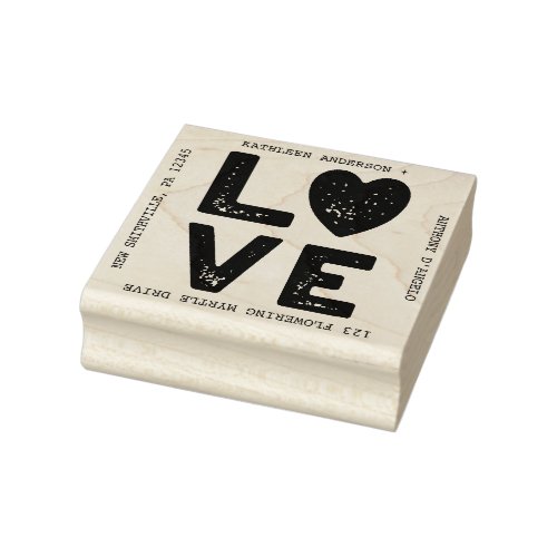LOVE Graphic Wedding Return Address Rubber Stamp