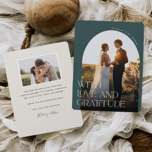 Love & Gratitude Arch Photo Wedding Thank You Card