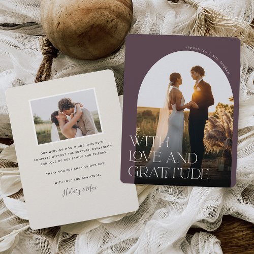 Love  Gratitude  Arch Photo Wedding Thank You Card