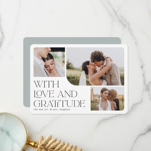 Love  Gratitude  Multi Photo Wedding Thank You Card