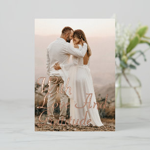 Love & Gratitude Rose Gold Wedding Thank You Card
