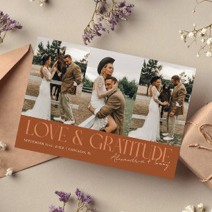 Love & Gratitude Terracotta Wedding Multi Photo   Thank You Card