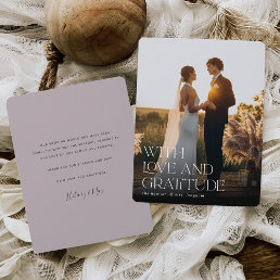 Love &amp; Gratitude | Vertical Wedding Photo Flat Thank You Card