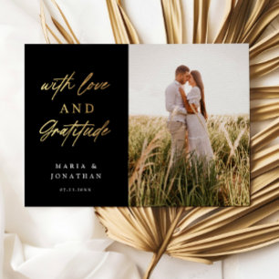 Love & Gratitude Wedding Photo Thank You Foil Invitation