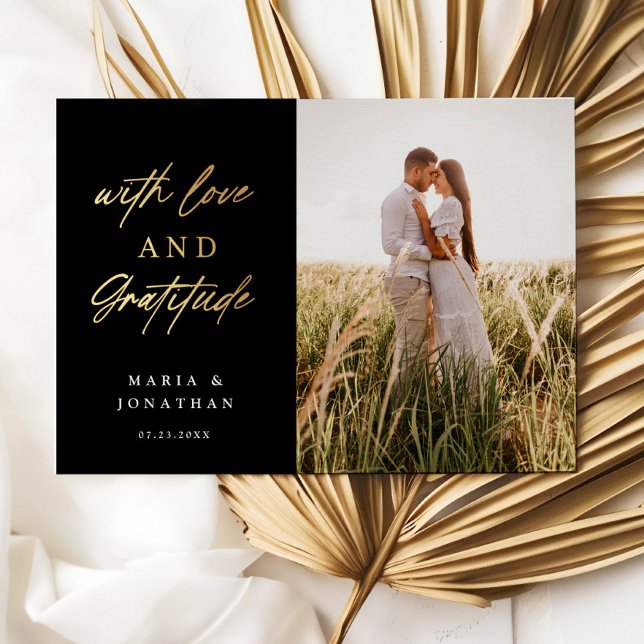 Love & Gratitude Wedding Photo Thank You  Foil Invitation (Creator Uploaded)