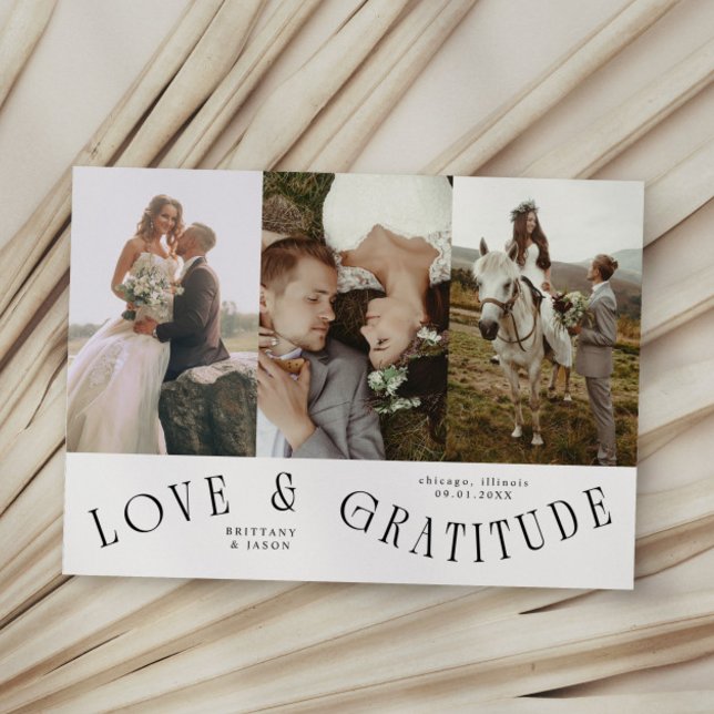Love & Gratitude White Multi Wedding Photo Thank You Card (Creator Uploaded)