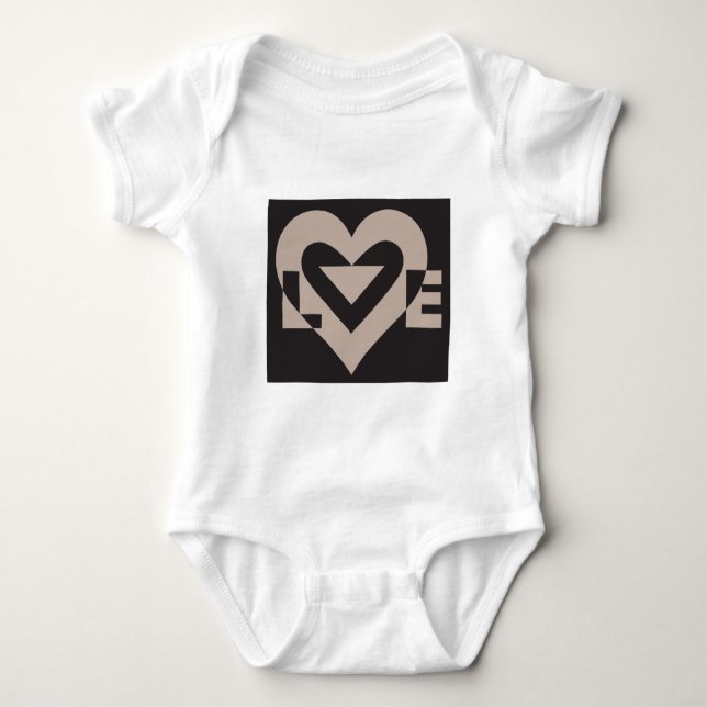 Love Gray on Black Baby Bodysuit (Front)