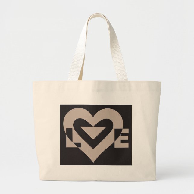 Love Gray on Black Large Tote Bag (Front)