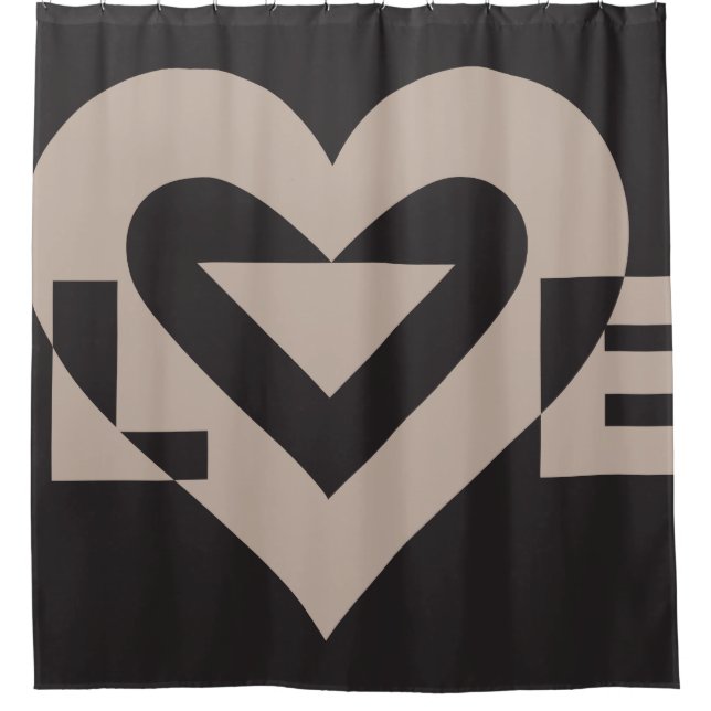 Love Gray on Black Shower Curtain (Front)