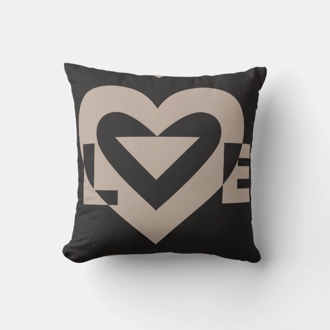 Love Gray on Black Throw Pillow (Front)