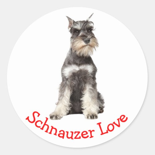 Love Gray Schnauzer Puppy Dog Sticker