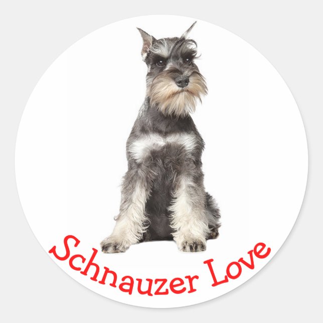 Love Gray Schnauzer Puppy Dog Sticker (Front)