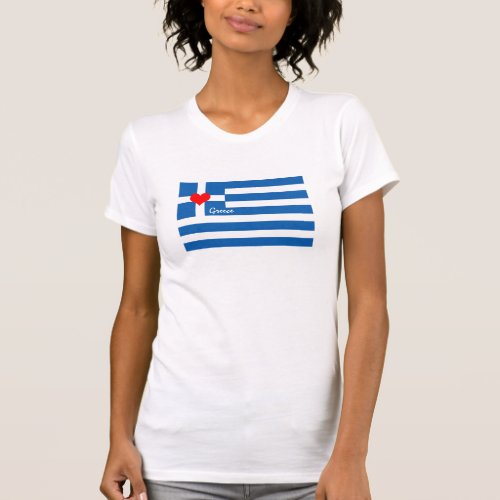 Love Greece Tee patriots Greek Flag  Heart T_Shirt